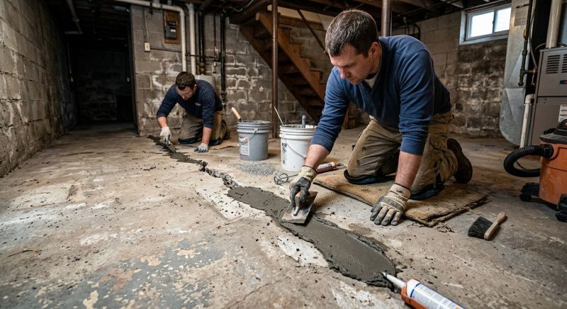 Cracked Basement Floor Repair in Ottawa, KS